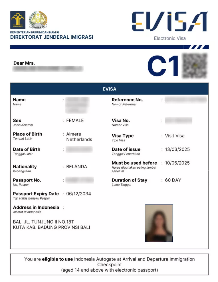 Indonesia EVOA Bali – sample document